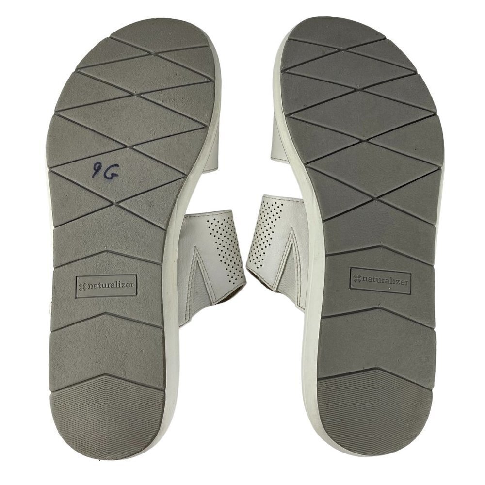 NATURALIZER N5 Comfort White Leather Women's Sandals Open-Toe Flexible Sole - Picture 8 of 13